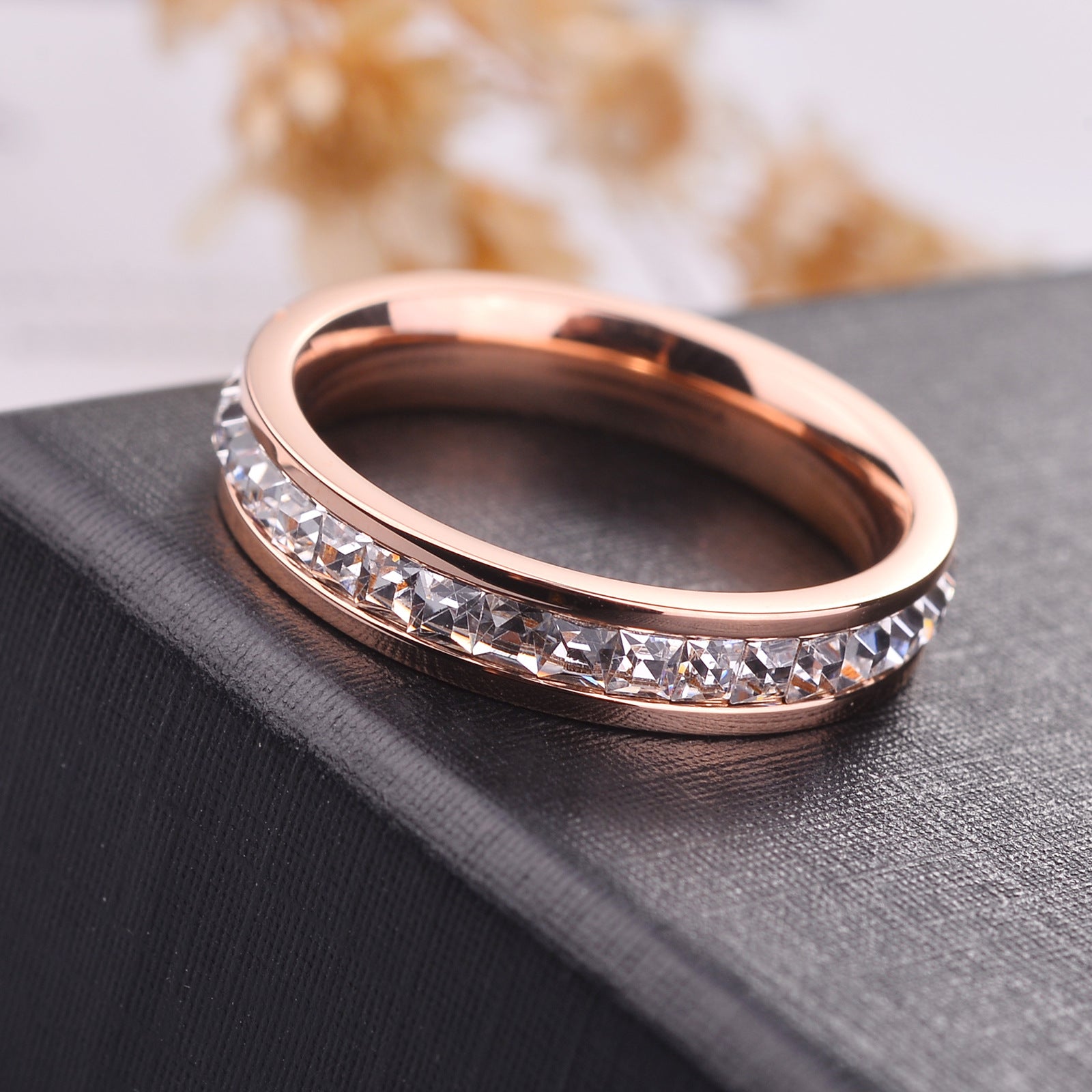 A Behold the Ultimate Statement of Elegance and Style - Titanium steel ring personality plated 18 rose gold So Gorgeous by Maramalive™ with cubic zirconia stones.