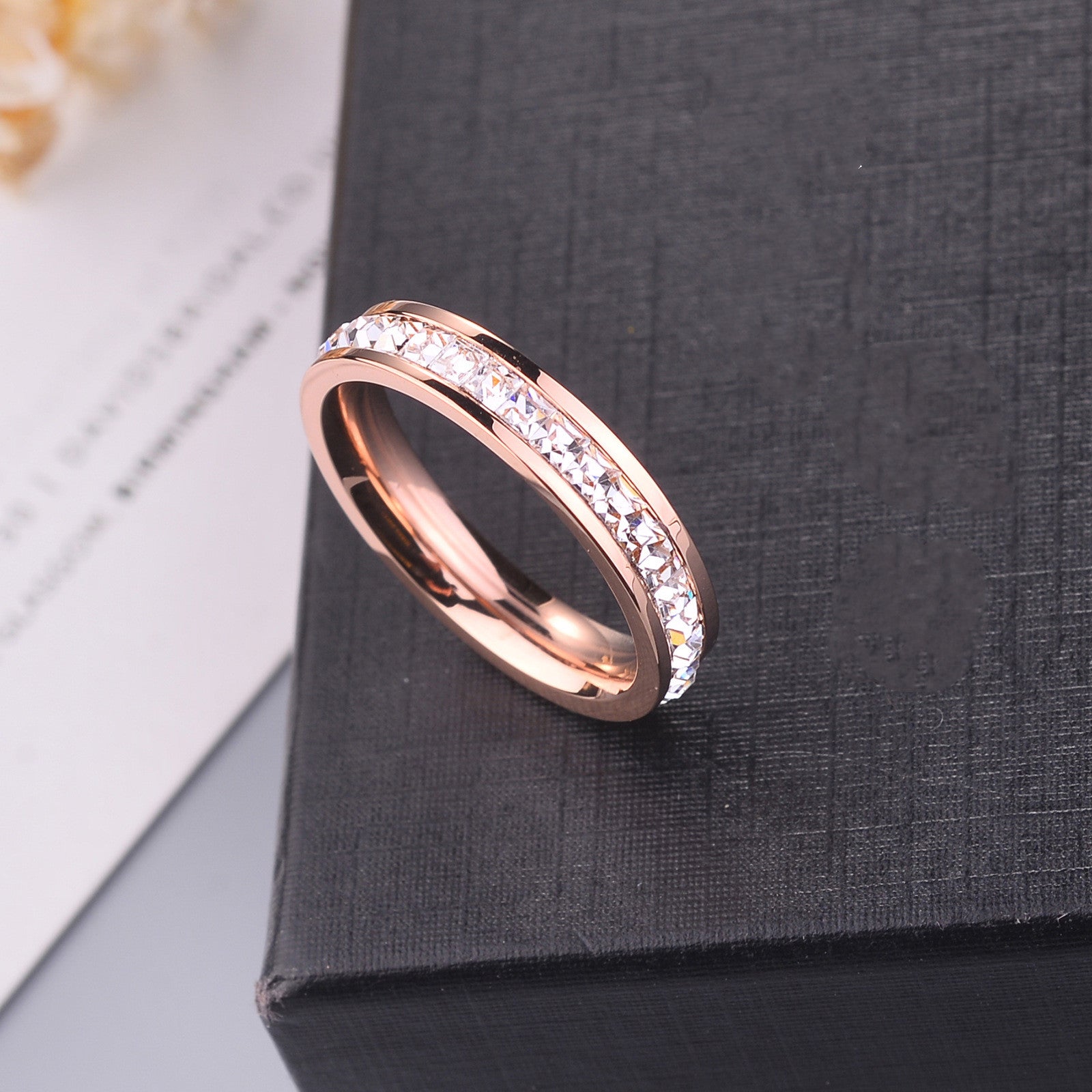 A Behold the Ultimate Statement of Elegance and Style - Titanium steel ring personality plated 18 rose gold So Gorgeous by Maramalive™ with cubic zirconia stones.