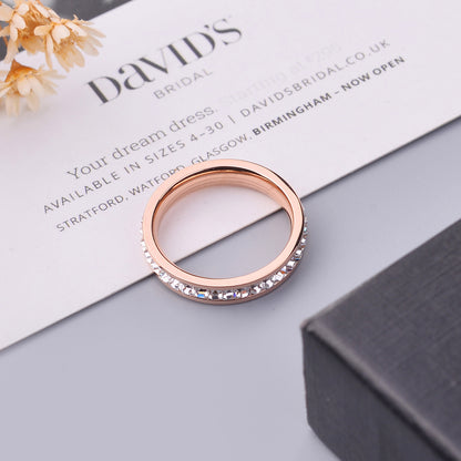 A Behold the Ultimate Statement of Elegance and Style - Titanium steel ring personality plated 18 rose gold So Gorgeous by Maramalive™ with cubic zirconia stones.