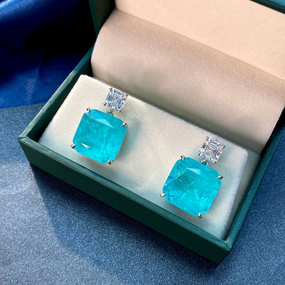 A pair of Blue Paraiba Earrings - 925 Sterling Silver in a Maramalive™ gift box.