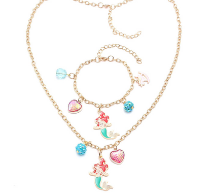 The Cute Mermaid Necklace and Bracelet Set for Kids - Fashionable Party Jewelry Gift by Maramalive™.