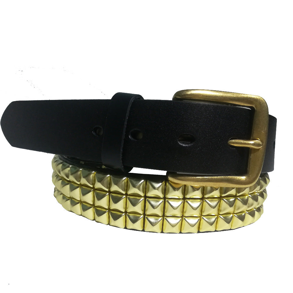A Hard Core Rock Band Performs Gothic Heavy Metal Yurt Punk Rivet Head belt by Maramalive™ for denim lovers.
