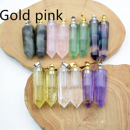 A group of Maramalive™ Natural Crystal Perfume Bottles: Truly Unique & Beautiful on a wooden board.