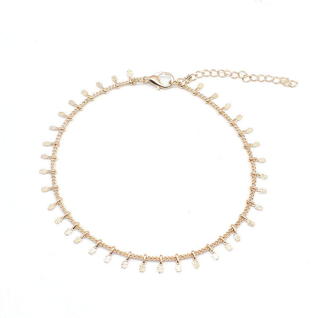 A Nordic Pendant Anklet - Minimalist with a chain and small stones by Maramalive™.