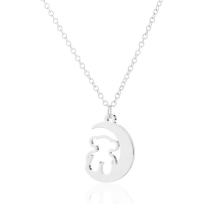 A Maramalive™ Moon Hollow Bear Necklace with a teddy bear on the moon.