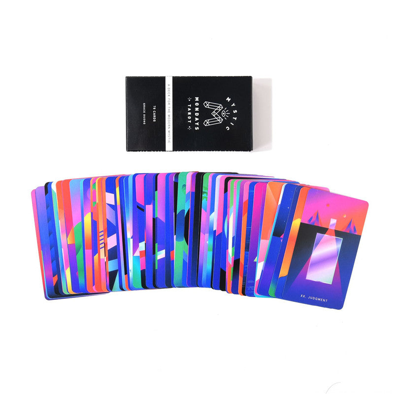 A set of Mystic Mondays Tarot 78 Cards Tarot Deck with a black background by Maramalive™.