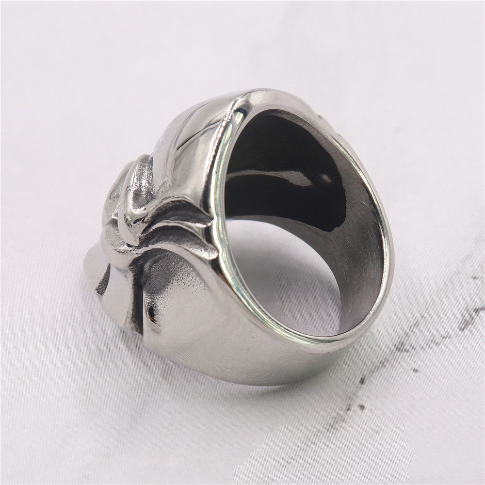 A Spartan Warrior Skull Ring - Punk Retro Series by Maramalive™ on a white background.