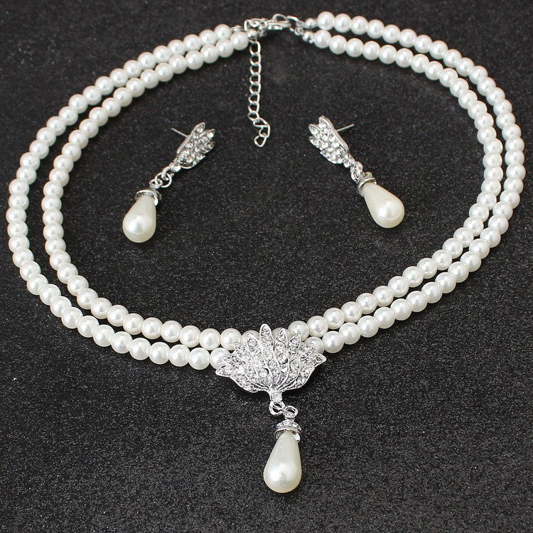 A Vision of Loveliness: The Pristine Pearl Crystal Jewelry Set by Maramalive™.