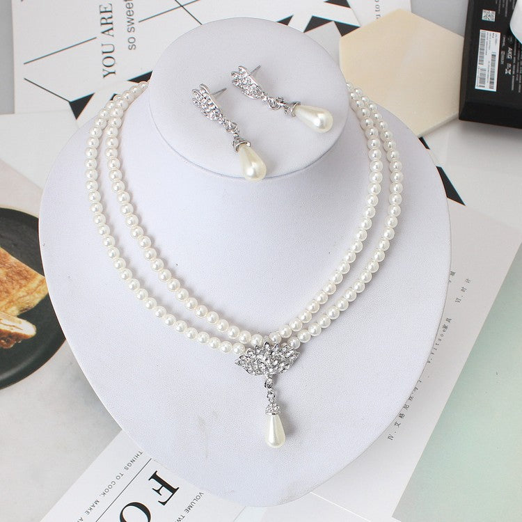 A Vision of Loveliness: The Pristine Pearl Crystal Jewelry Set by Maramalive™.