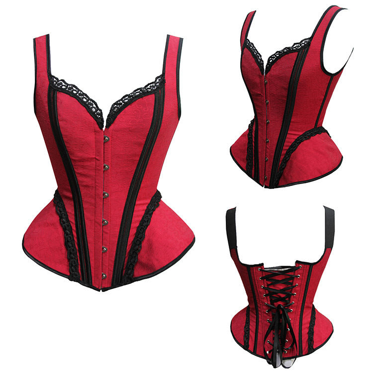 A Maramalive™ Women's Steampunk Corset Top with lace detailing.