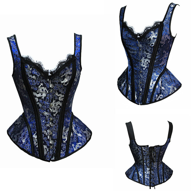 A Maramalive™ Women's Steampunk Corset Top with lace detailing.