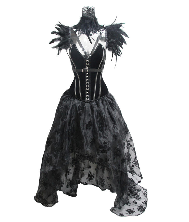 Be brave in a Gothic Floor-Length Skirt Punk Dark Stage Catwalk with retro Steampunk details by Maramalive™.