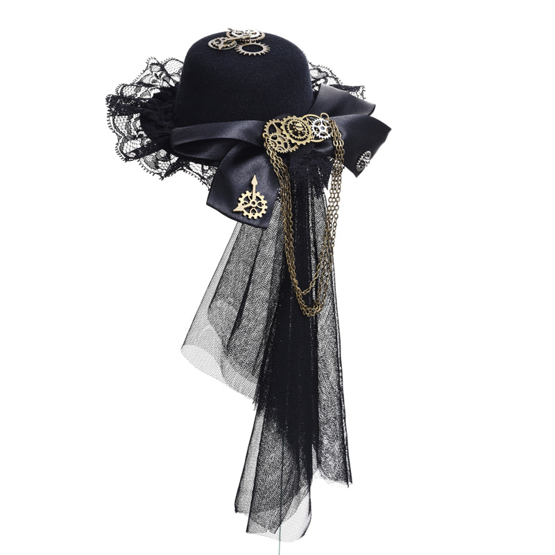A Steampunk Gear Top Hat with lace and a bow by Maramalive™.