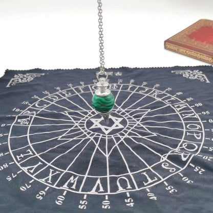 A black Tarot Tablecloth Divination Tarot Card Pad Pendulum Magic Pentacle Runes Tarot Altar Table Cloth with a white star in the middle by Maramalive™.