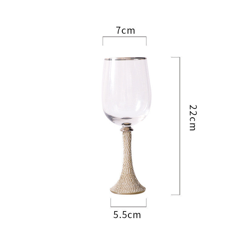 Diamond studded Wine Glass With Metal Base