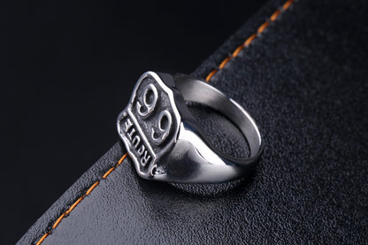 Titanium Steel Ring Men's Vintage Ring U.S. Route 66 Casting Ring