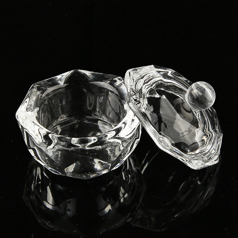 A Maramalive™ Octagonal Crystal Cup with Lid on a black background.