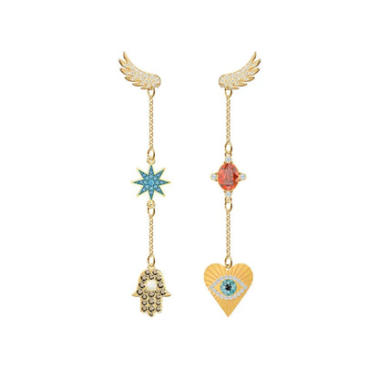 A pair of Lucky Element Heart Magic Eye Earrings with a star, a heart and a star by Maramalive™.