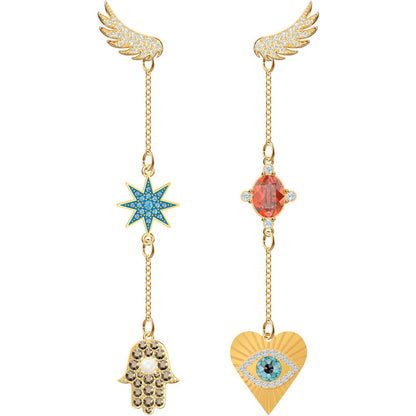 A pair of Lucky Element Heart Magic Eye Earrings with a star, a heart and a star by Maramalive™.