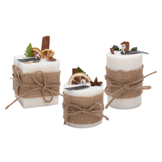 Trio of Maramalive™ Smokeless Scented Candles Retro Pastoral Scented Candles Natural Environmentally Friendly Plant Essential Oil Fragrance adorned with cinnamon sticks and twigs - a perfect housewarming gift idea.