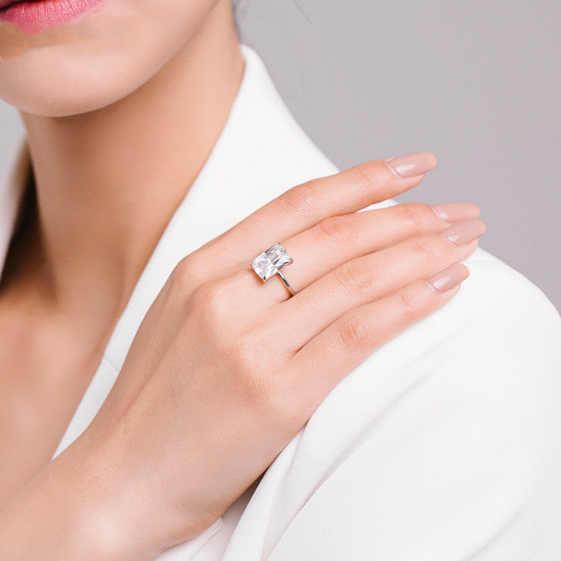 A Luxury Exaggerated Simulation Diamond Ring Sparkle like a Queen in white gold by Maramalive™.