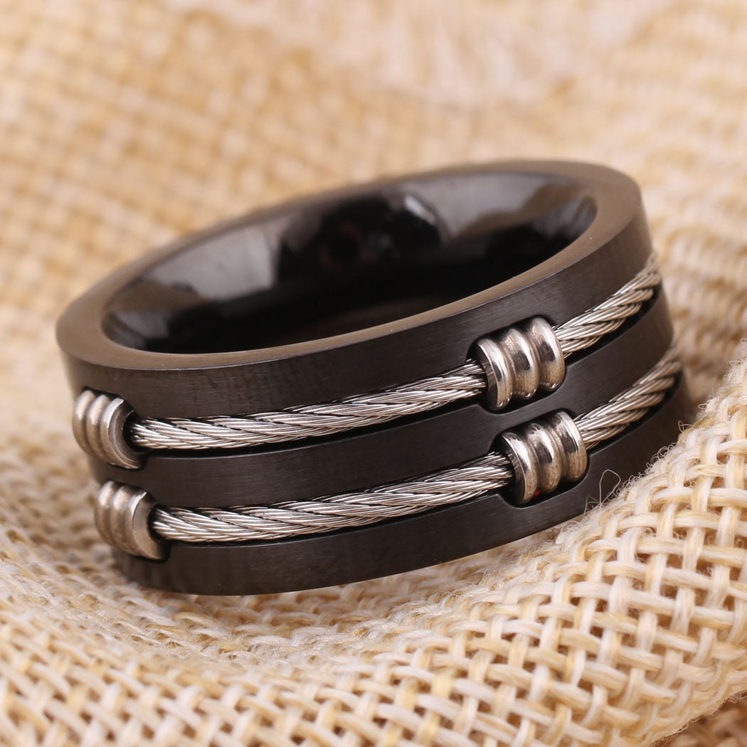 Jewelry Personality Titanium Steel Black Wia Ring Fashion Men'S Ring Tail Ring Ring
