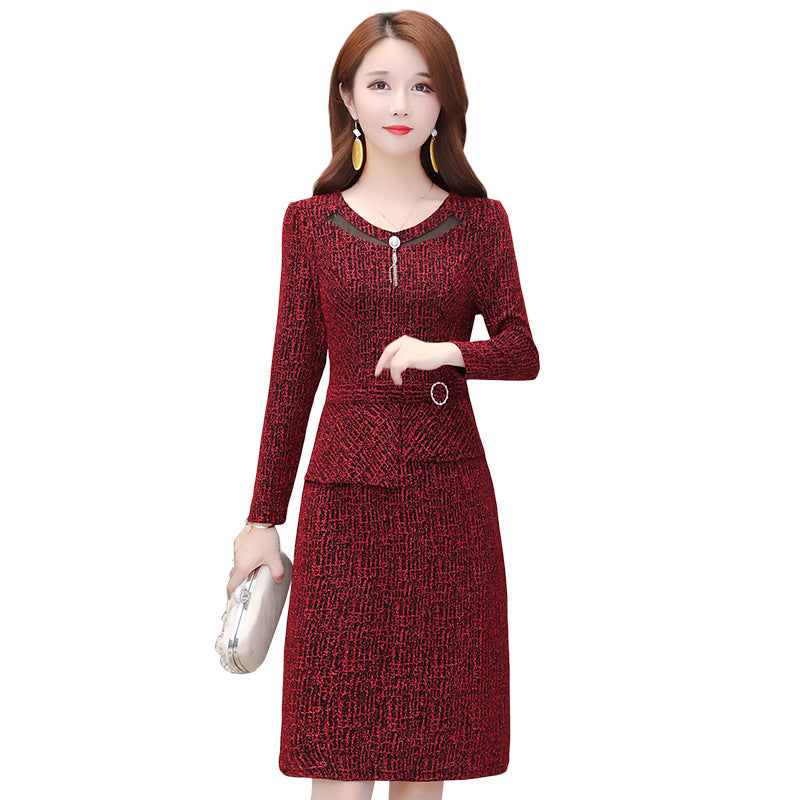Small dress spring and autumn dress new style temperament goddess fan Jianling lady high end foreign style middle age