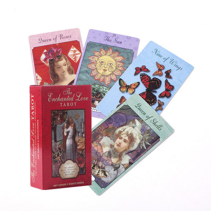 A set of Children'S Bridge Reading The Enchanted Love Tarot cards with a picture of a woman, branded as Maramalive™.
