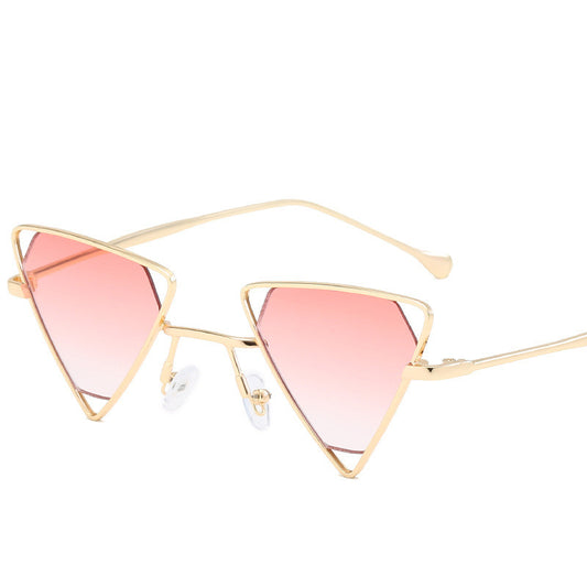 A pair of Maramalive™ Triangle Steampunk Sunglasses for Men and Women with pink rims.