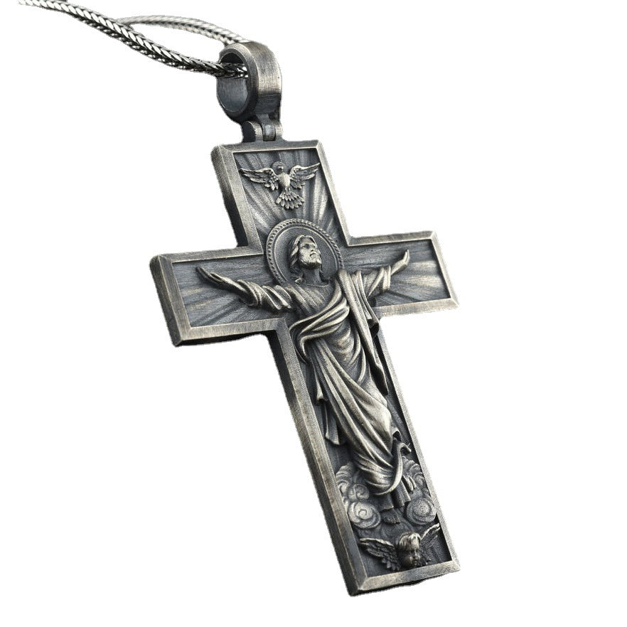 Kind Of Christianity Jesus Cross Europe And America Religious Catholic Style Men'S Retro Style Pendant Necklace Jewelry