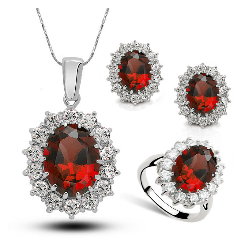 A Crystal Jewelry Set with a ring and earrings by Maramalive™.