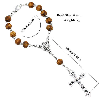 Wooden Beads Cross Catholic Rosary Rosary Bracelet