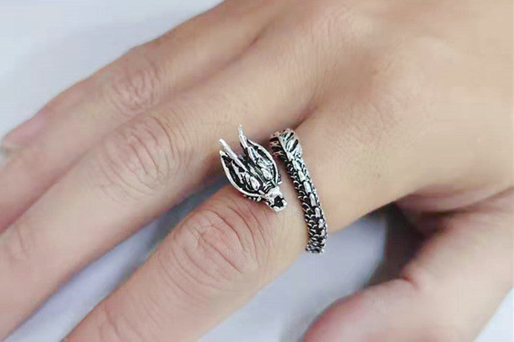 An Awesome Style Retro Dragon Ring from Maramalive™ with a dragon head on it.