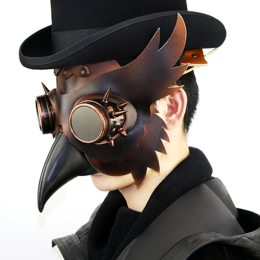 A man wearing a Steampunk Medieval Plague Beak Mask by Maramalive™.
