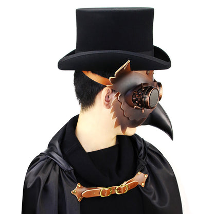 A man wearing a Steampunk Medieval Plague Beak Mask by Maramalive™.