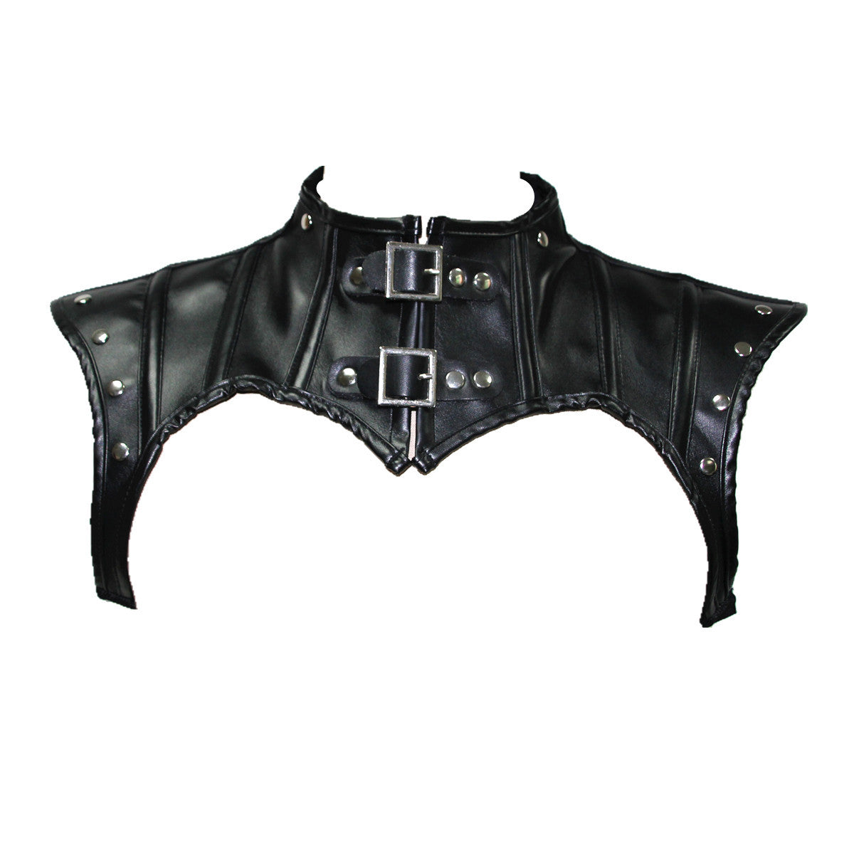 A Ladies Steampunk Leather Corset by Maramalive™ with metal buckles.