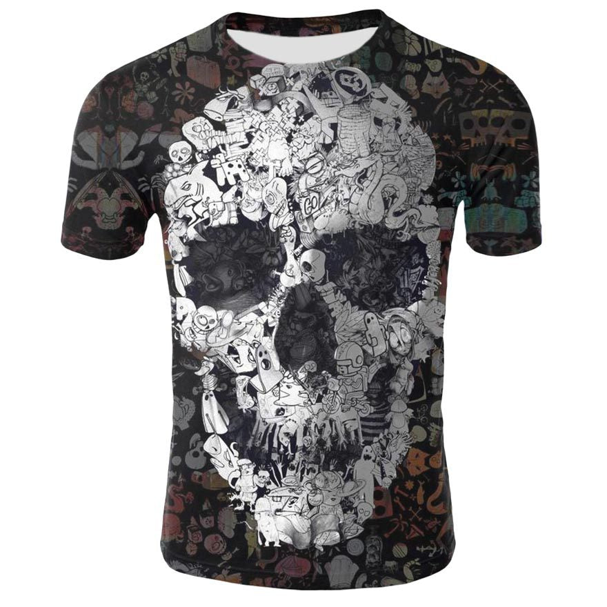 A Maramalive™ Summer Skull Print Youth Sports T-Shirt with a skull and roses on it.