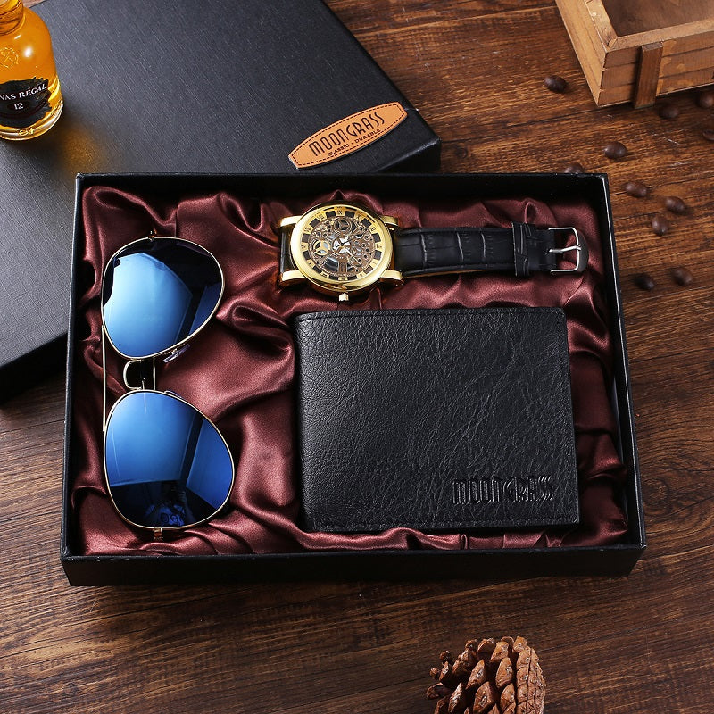 A Men's Luxury Watch Gift Set Wallet Quartz Watch Combination Sets by Maramalive™ in a gift box.