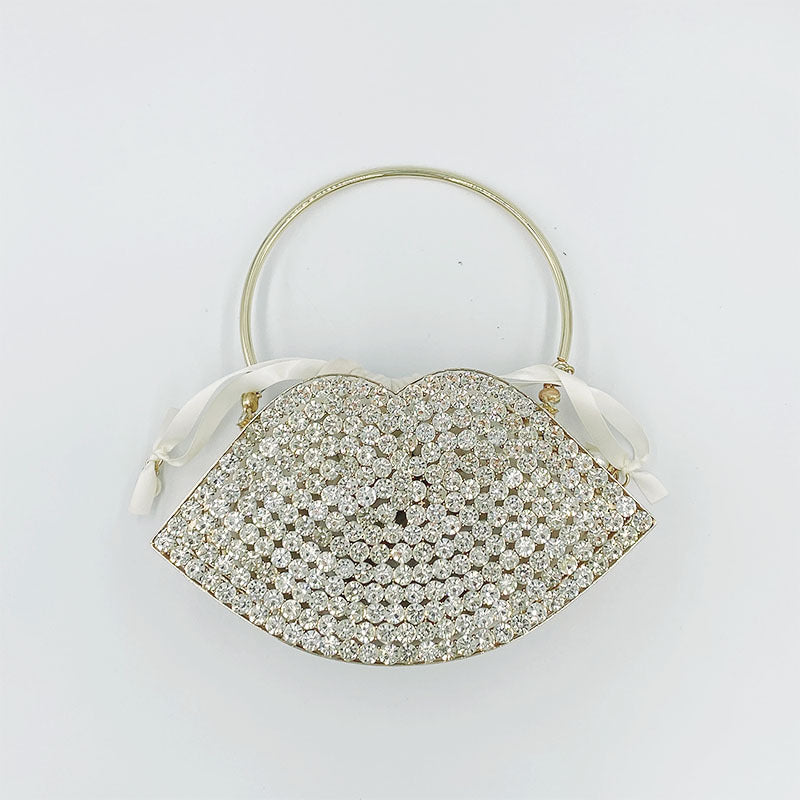 Lip Bag Metal Diamond-studded Handbag Dinner Bag