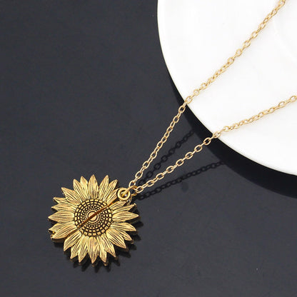 A You Are My Sunshine Sunflower Necklace Women Men with the brand name Maramalive™, featuring a sunflower and the words 'you are a sunflower'.