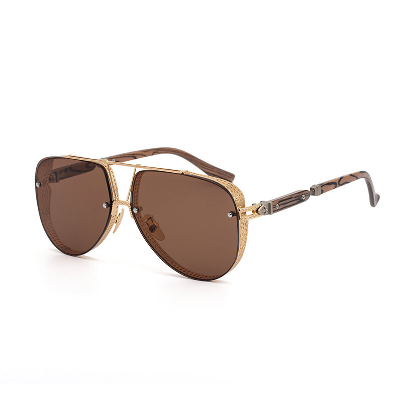A pair of Maramalive™ New steampunk sunglasses with a black frame and brown lenses.