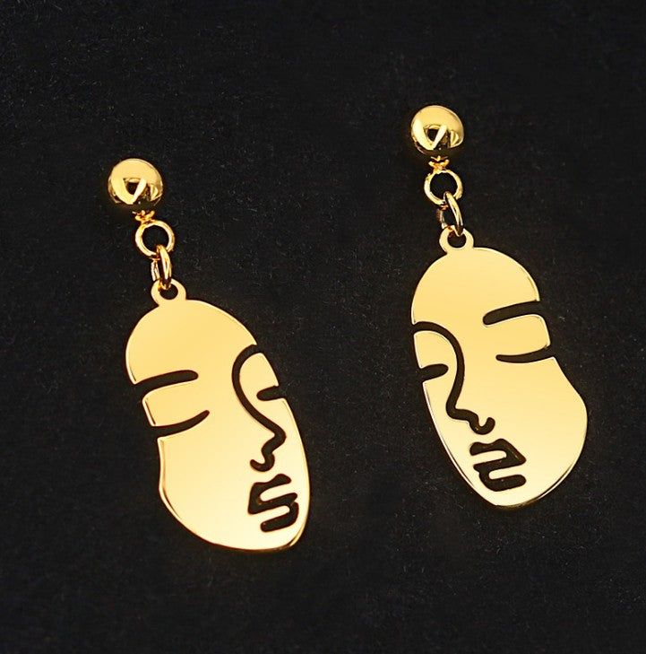 A collection of Minimalist Geometric Face Earrings designs by Maramalive™.