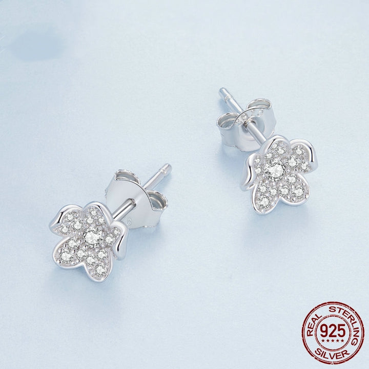 S925 Sterling Silver Flower Zircon Inlaid Stud Earrings from Maramalive™