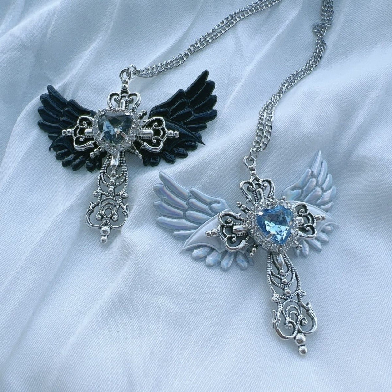 Angel Cross Sweater Chain Necklace