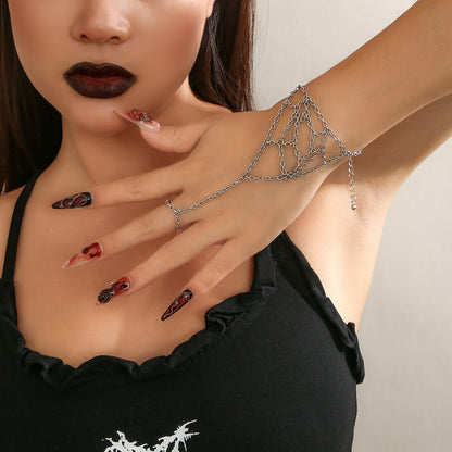 Sweet Cool Dark Spider Mesh Bracelet Single Ornament Halloween Personality Chain Mitten-type Bracelet