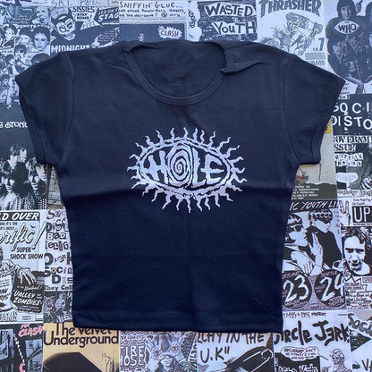 Gothic Street T-shirt Women's Printed Black Top