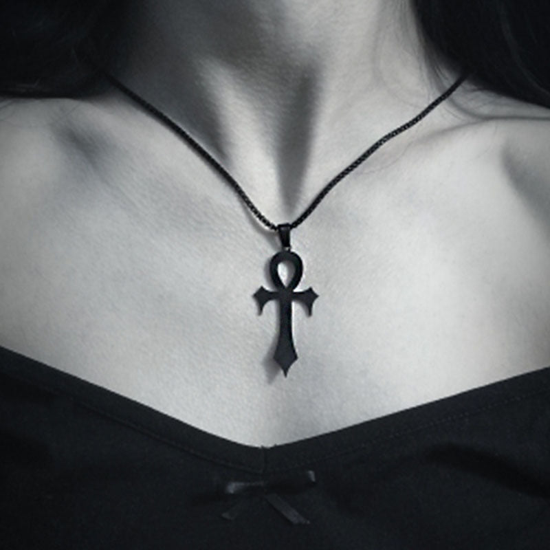 Glossy Egyptian Anka Cross Pendant Men's Necklace