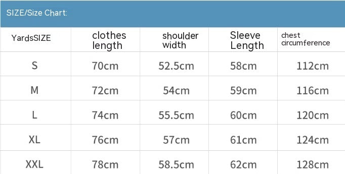 Size chart table showing measurements for five sizes (S, M, L, XL, XXL) in clothes length, shoulder width, sleeve length, and chest circumference for Maramalive™ Fuzzy Hooded Sweater: Cozy Men's Pullover for Chilly Days, with values listed in centimeters.