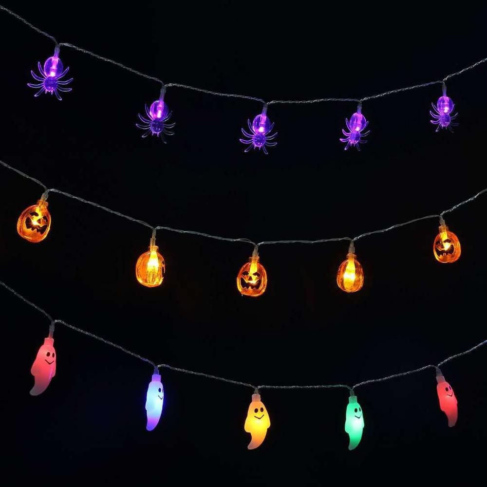Maramalive™ Led decorated Halloween lights on a black background with warm white light.