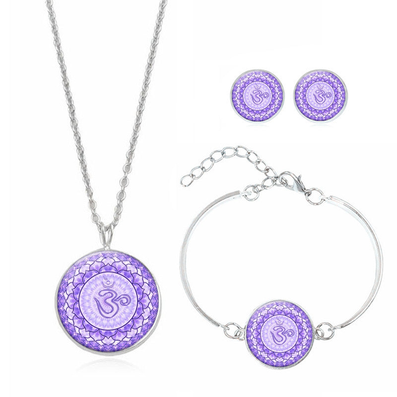 A Maramalive™ Magical Mandala Flower Time Gemstone Jewelry Set for Someone Special: A Stunning Gift for the Woman You Love necklace, bracelet, and earrings set.